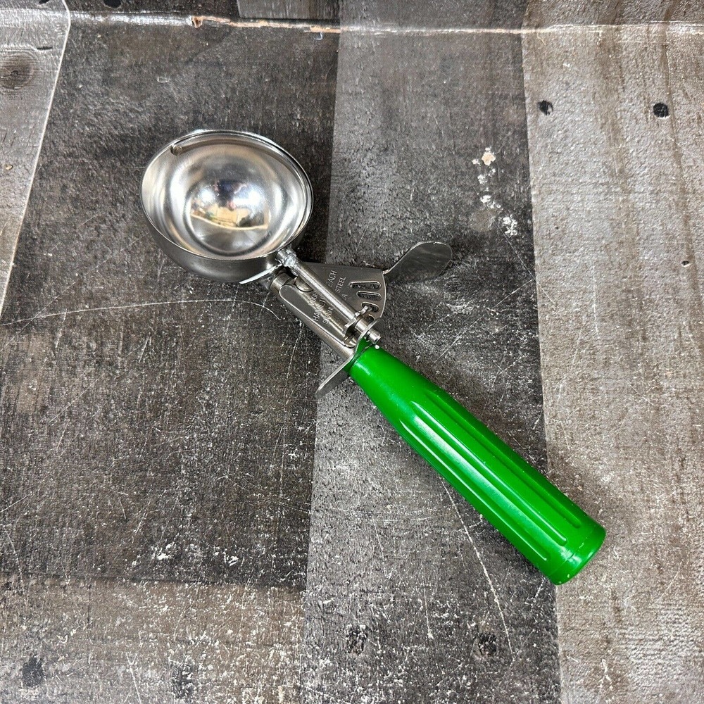 Vintage Hamilton Beach Ice Cream Scoop Model 78 Stainless Steel 9" Green‎